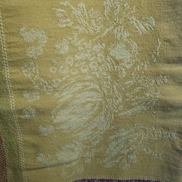 Pumpkin Grid Jacquard Red Gold Cotton Autumn Tablecloth 85L x 54W - Picture 2 of 5